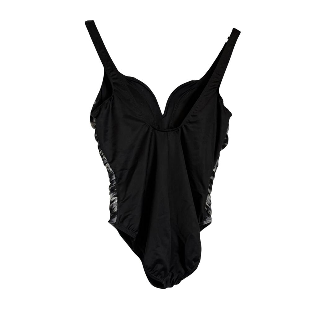 Miraclesuit Sound Wave Temptress Black White Tie Dye One Piece Swimsuit Size 16 - Picture 5 of 8